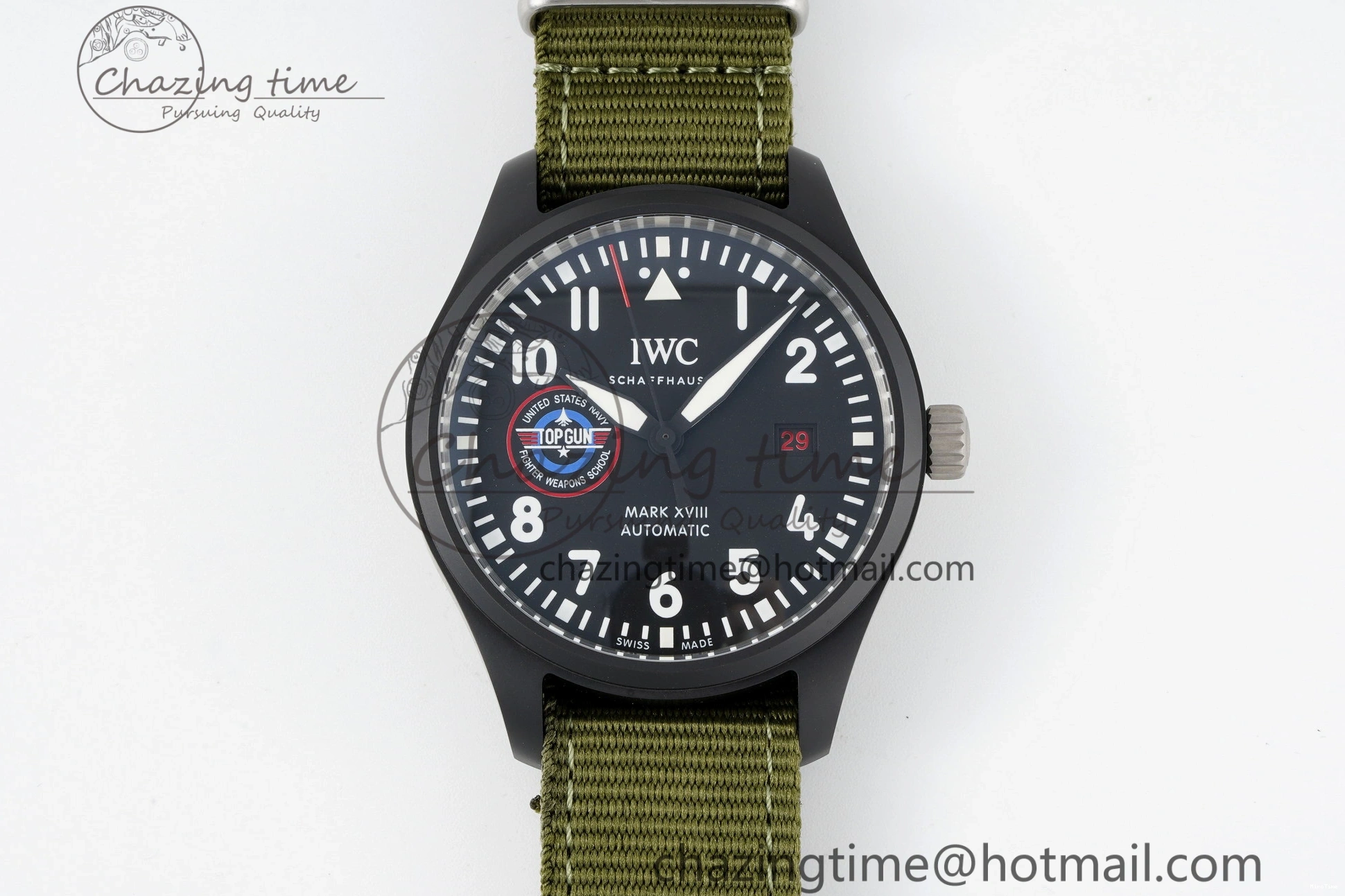 MIROTIME 0207 Top Gun Pilot Mark XVIII Limited “SFTI” M+F 1:1 Best Edition Black Dial on Green Nylon Strap A WaterResistant 7064